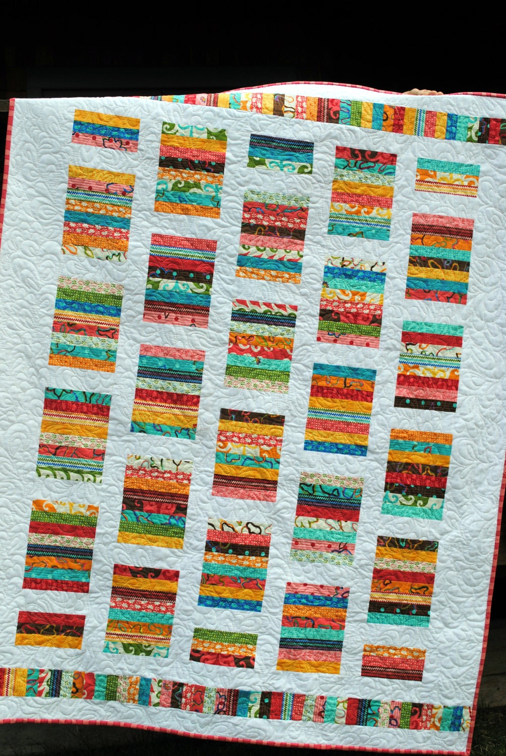 PDF Quilt Pattern ...Quick and Easy ...Layer Cake or Fat Quarters or Scraps ...Simply Stripy