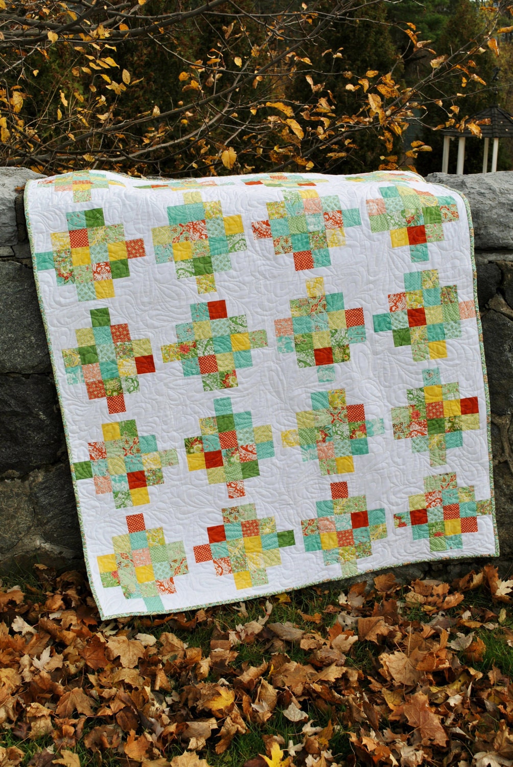 PDF quilt PATTERN five sizes from baby to king.... Jelly Roll or Fat Quarters, Mixed Bouquet