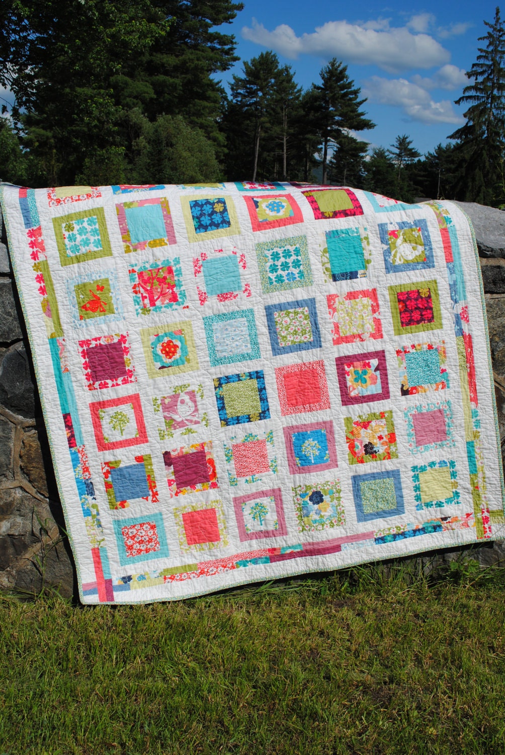 PDF QUILT PATTERN.... Easy...one layer cake, Around the Block