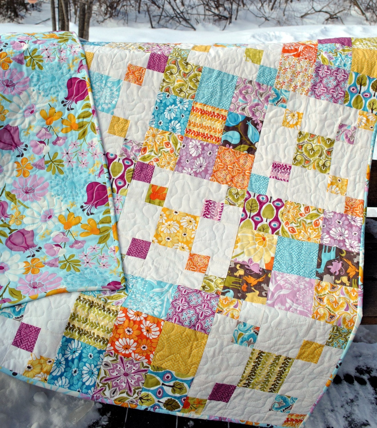 PDF QUILT PATTERN.... Quick and Easy...one Layer Cake or Fat Quarters...Rocky Road