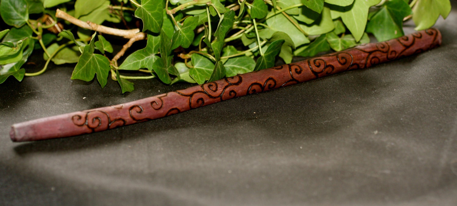 Elderberry Dyed Elder Spiral Wand