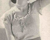 1950s Peasant Style Knitted Blouse Vintage Knitting Pattern Digital delivery pdf INSTANT DOWNLOAD