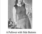 Side Buttoned Vest Tank 1949 Vintage Knitting Pattern PDF INSTANT DOWNLOAD
