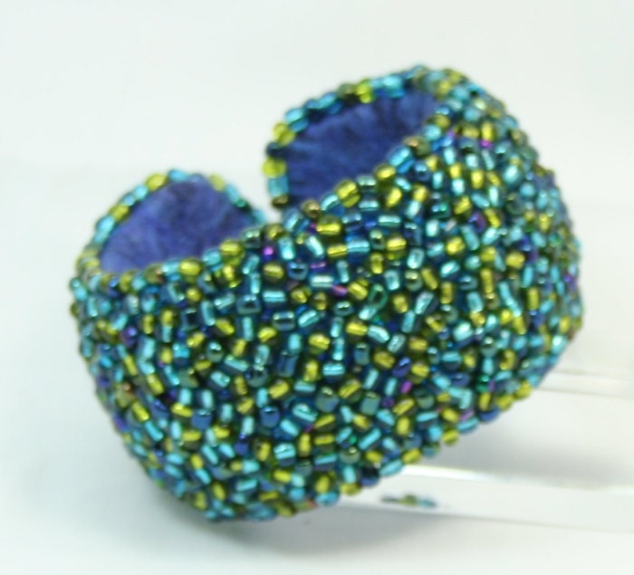 Heavily Beaded Needle Felted Bracelet