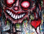 Print 8x10" - The only thing left - Dark Art Horror Heart Blood Red Alien Zombie Monster Creature Teeth Eyes Gothic Spooky Cyberpunk Love