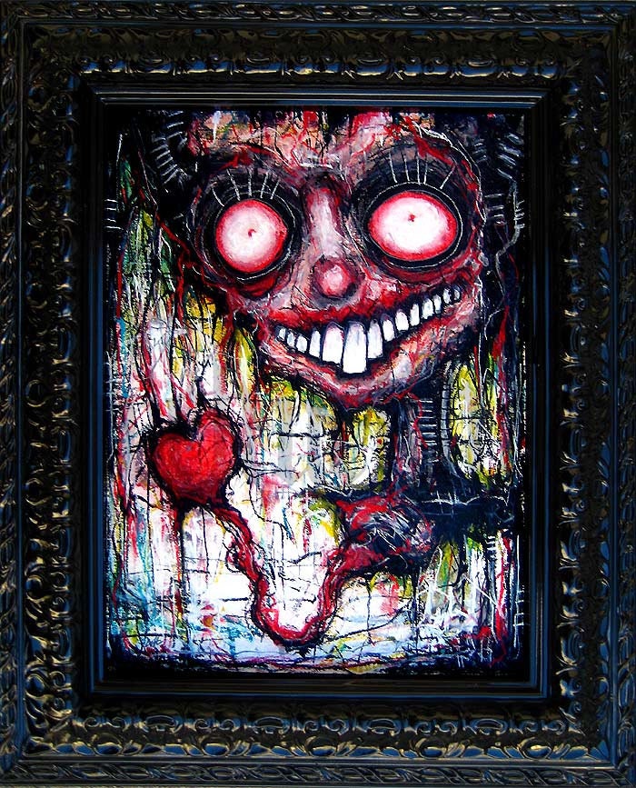 Reserved for mysimpleeyes - I hold you in my heart forever - Original drawing - Dark Art Horror Monster Creature Love Blood Red