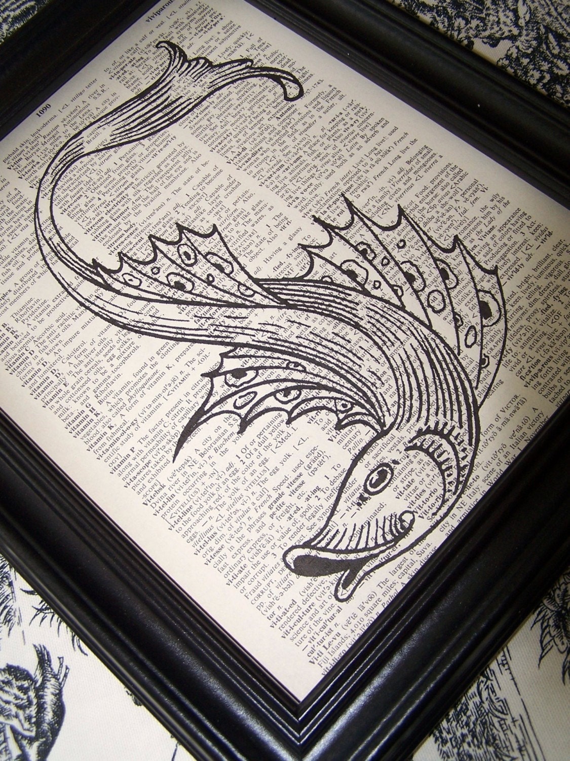 Fish, Nautical, Water, Swimming, Swim, Finn, Ocean, Sea, Fish Tail, 8 x 10 Print, Book Page, Vintage Book Page
