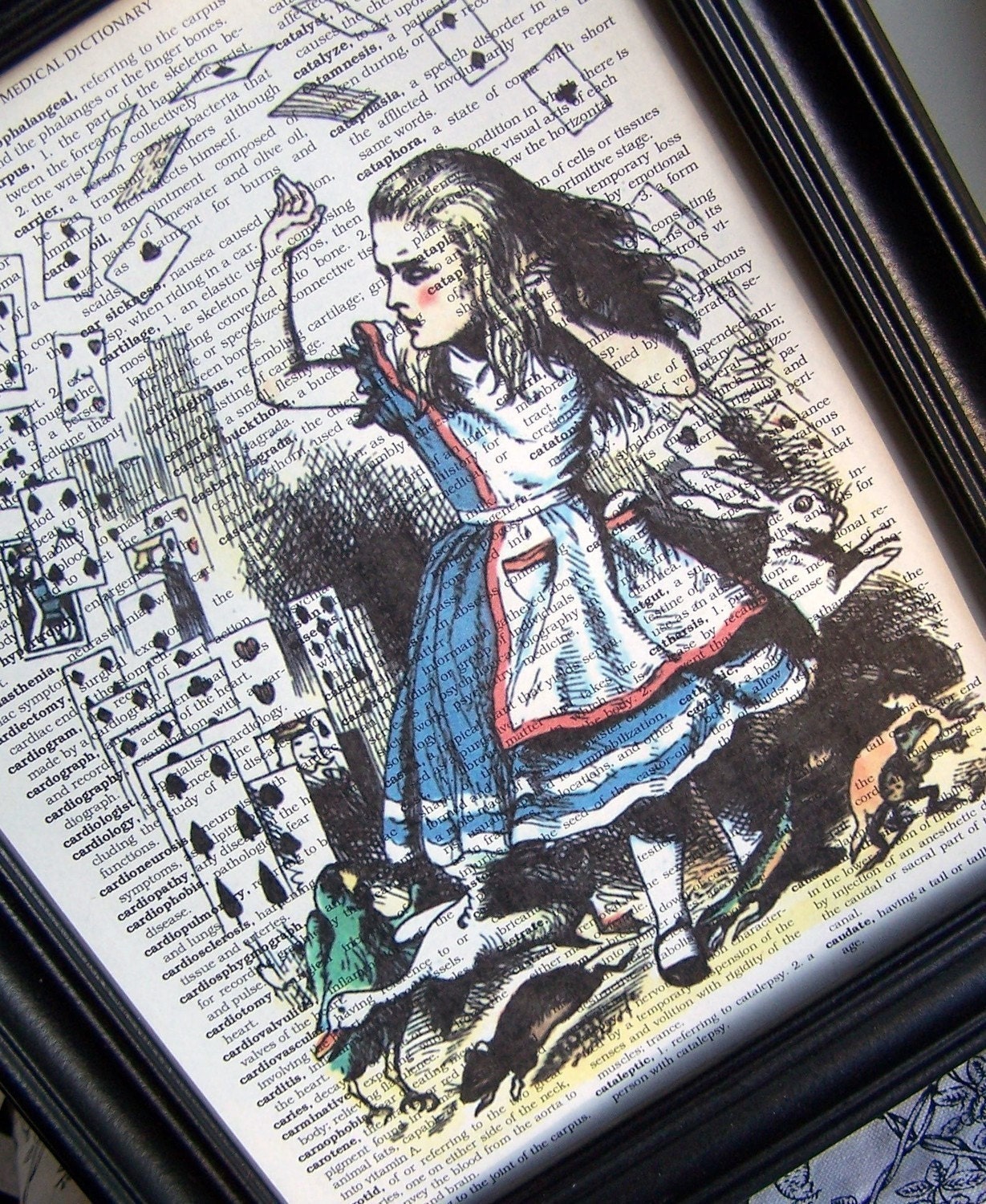 Alice In Wonderland, Childrens Art, Vintage Art Print, Dictionary Book Art Print, Upcycled Book Page,  8 X 10 PRINT Vintage Page'