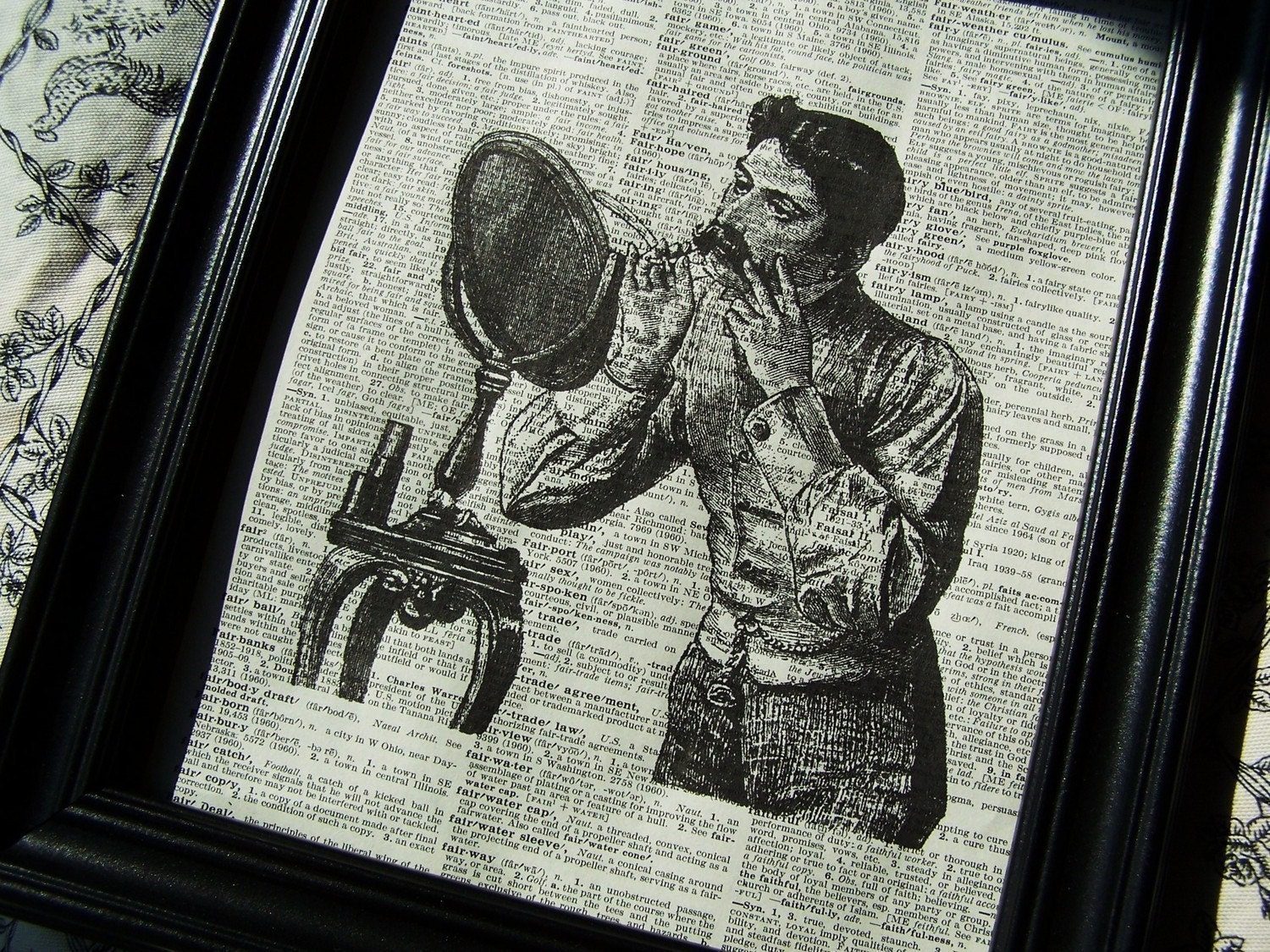 Shave, Barber, Mustach, Mirror, A  Really Close Shave 8 X 10 Print On Vintage Book Page