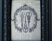 SCISSORs, Winterberry Cottage, Print On Vintage Book Page