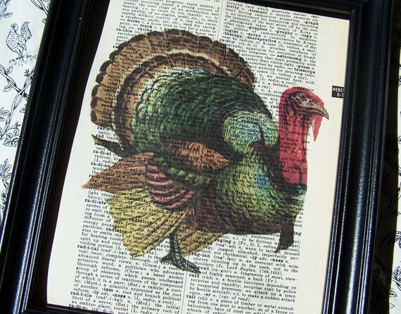 Thanksgiving, Print On Vintage Book Page Winterberry Cottages