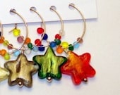 Set of 6 Wine Charms / Drink Markers - Foil Stars