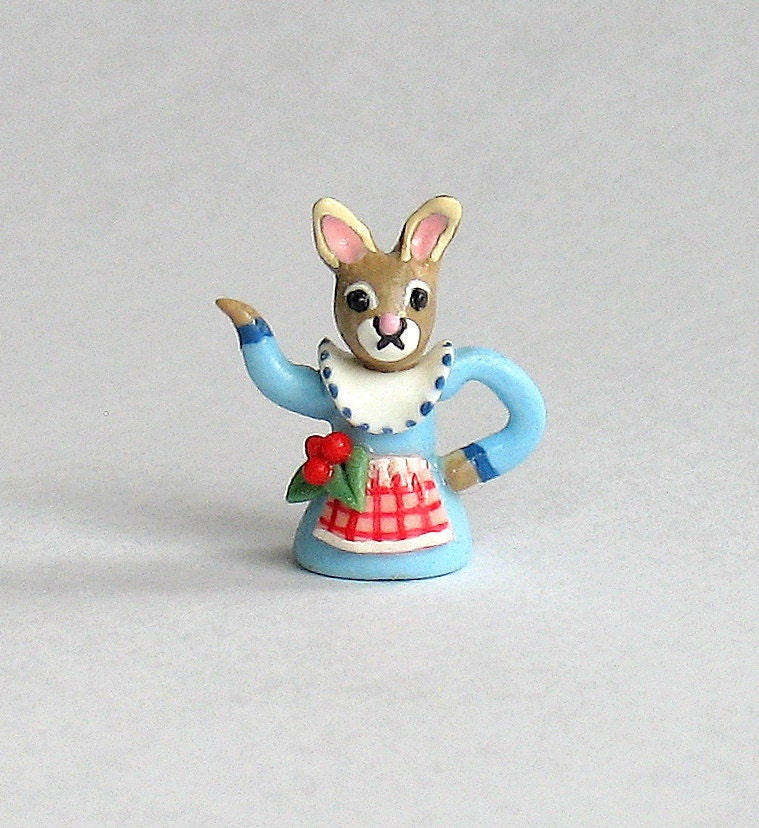 Miniature Petite Miss Bunny Teapot OOAK by C. Rohal