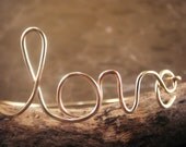Golden LOVE Wire Bangle Bracelet by donnaodesigns