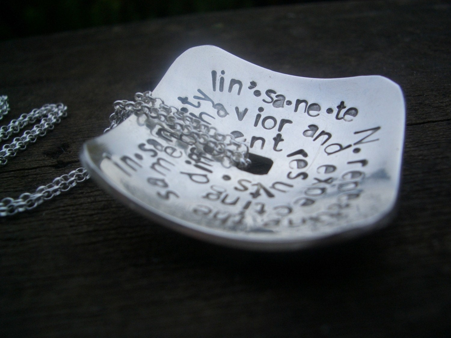 Your Quote Hand Stamped Square Pendant by donnaodesigns