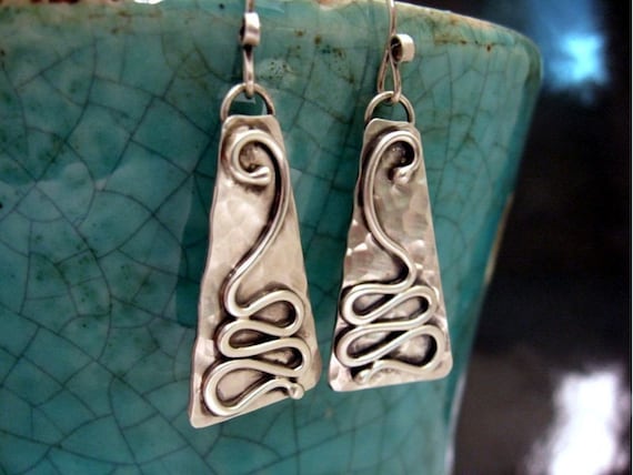 Wind Bender Handmade Earrings - Oxidized
