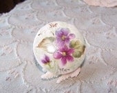Brooch, Violets, Purple, Porcelain,