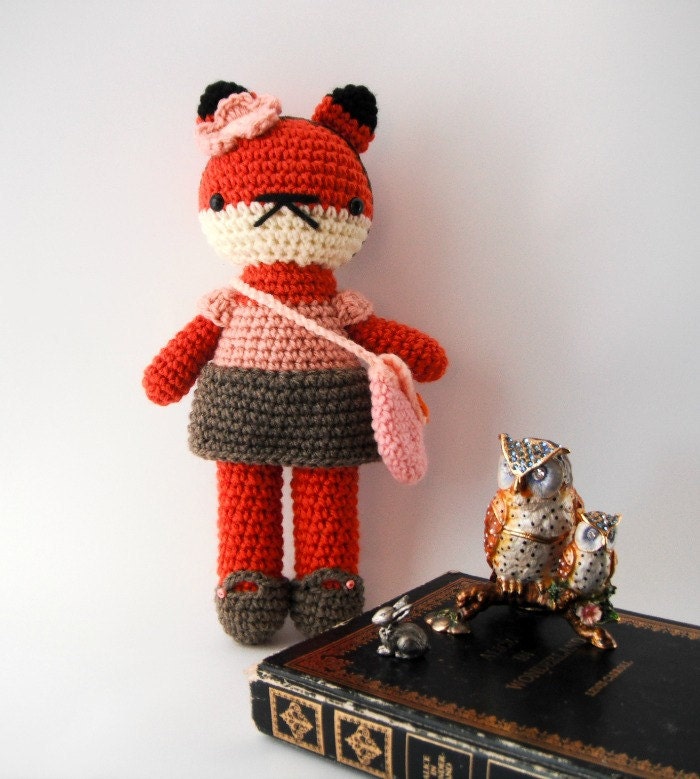 girl toy children fox forest crochet amigurumi plushie .. little poppy .. toy