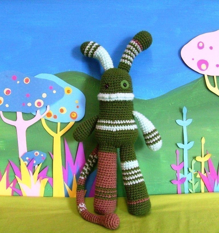 PATTERN- monster mash- barnabus, crochet amigurumi pattern for plush monster toy