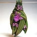 Purple and Green Polymer Clay and Dichroic Glass Pendant by Cheryl