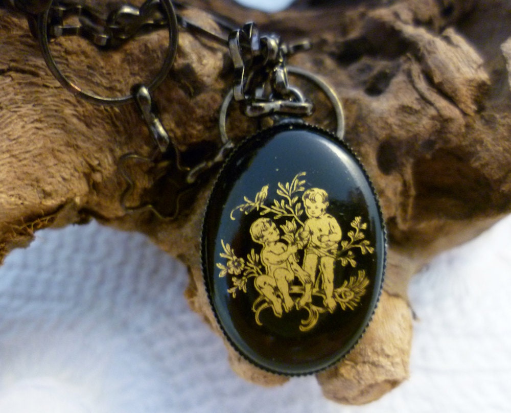 Swanky Gemini Necklace - Zodiac Pendant - Black Stars Chain