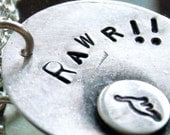 Rawr -  Sterling Silver Stamped Dinosaur Pendant Necklace Brontosaurus