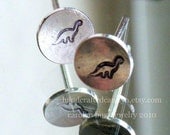 Studly the Dino Stud Earring  - Domed Sterling Silver Stamped Post Earrings