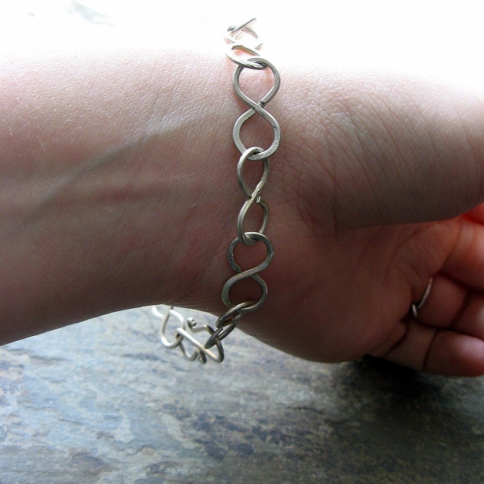 infinite bracelet-- sterling silver chain-- primitive series-- handmade by thebeadedlily on etsy