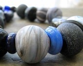 blue beaded necklace or artisan lampwork necklace-- on the blue shore of silence-- handmade by thebeadedlily on etsy