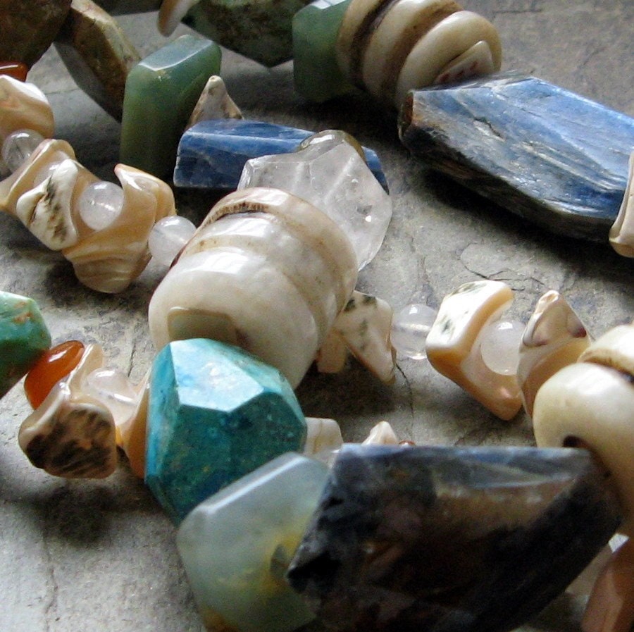 blue beaded gemstone necklace-- princezna hyacinta necklace-- mucha collection