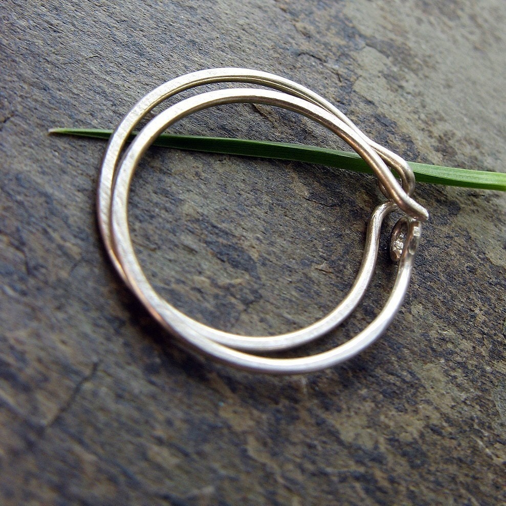 hammered sterling silver hoop earrings-- primitive series-- satin-- handmade by thebeadedily on etsy