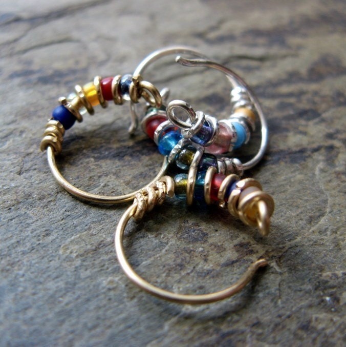 bejeweled-- nose ring or hoop earring-- handmade by thebeadedlily on etsy