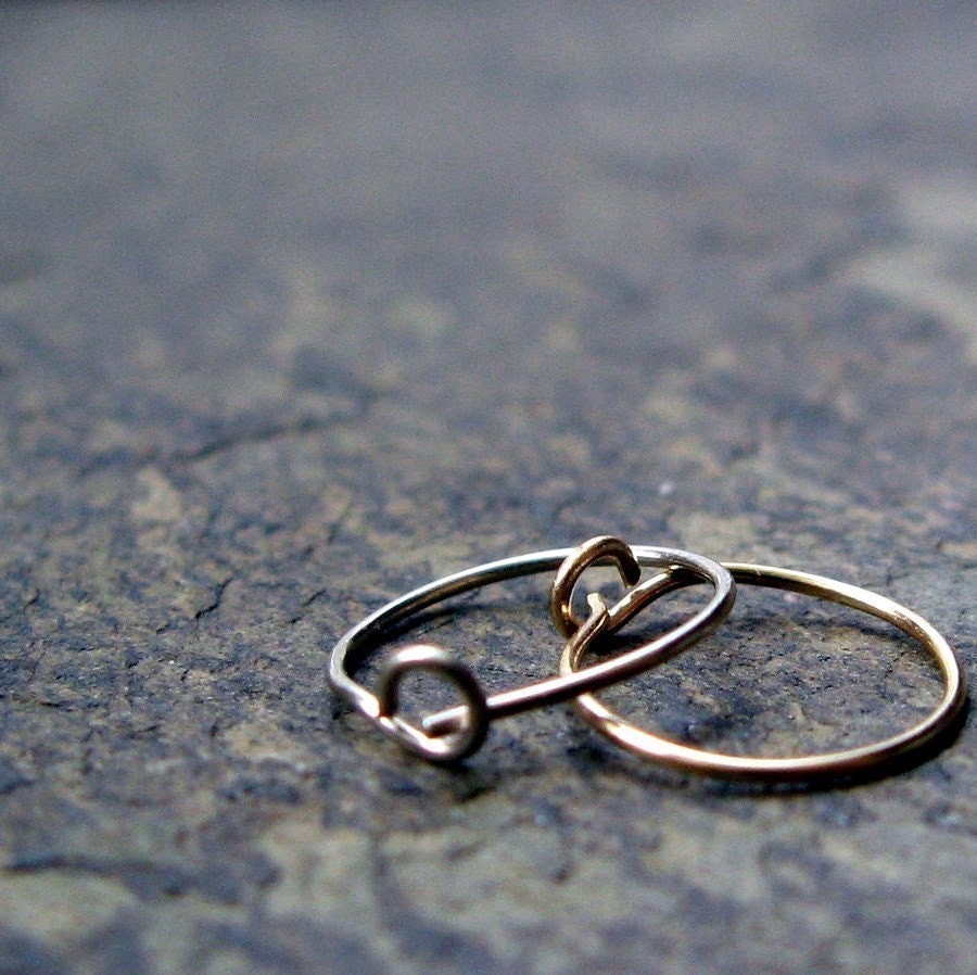 solid 14k gold hoop single-- super thin 26g-- primitive series-- ether by thebeadedlily on etsy