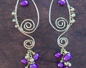 14K Gold Filled Wirewrapped Purple Freshwater Pearls Earrings