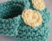 sky blue and cloud white baby booties