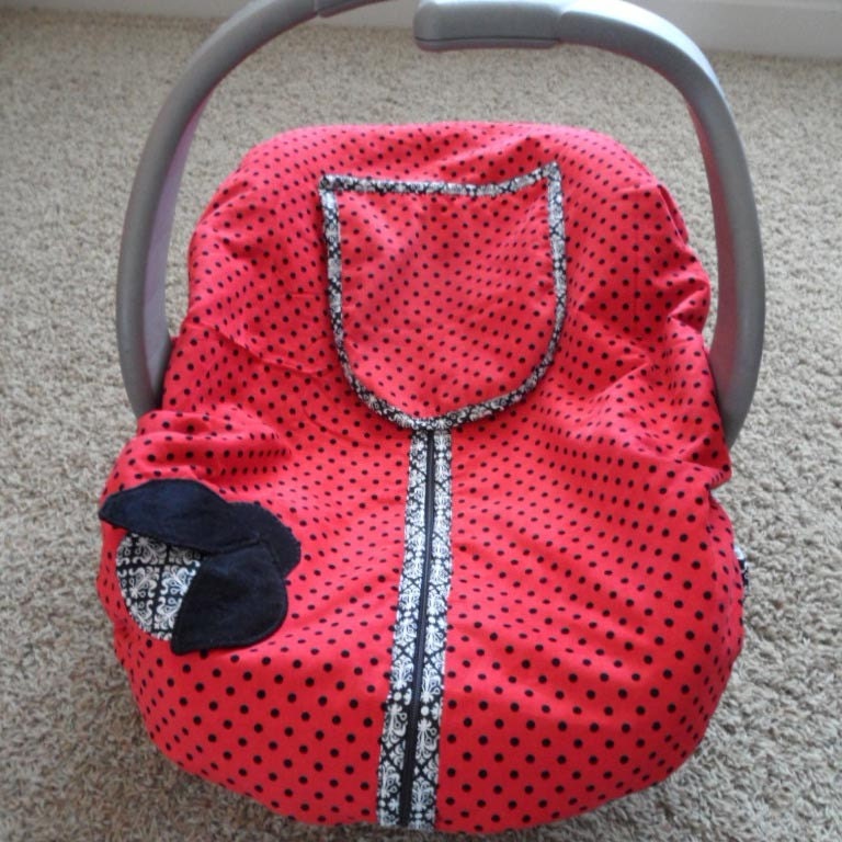 Ladybug Infant Car Seat Cover by lollitots on Etsy