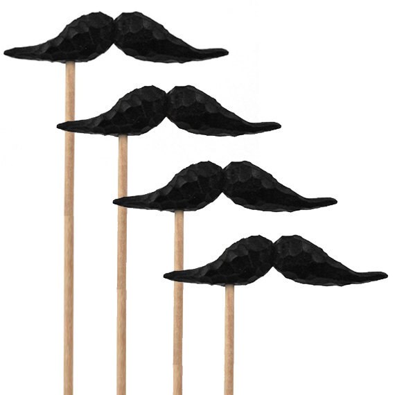 set of four: mustache on a stick, the kid.