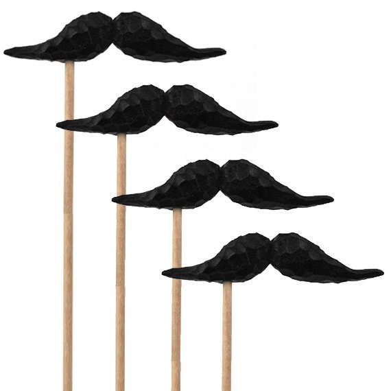 set of four: mustache on a stick, the kid.