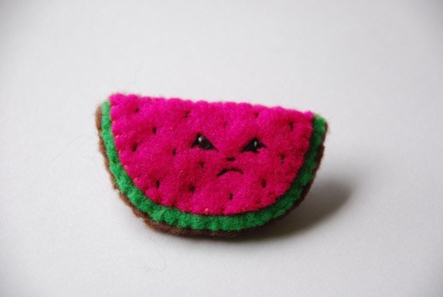 Bittersweets Angry Watermelon Brooch pin or Magnet (your choice)