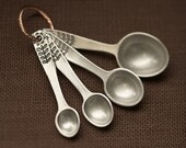 flower measuring spoons - hand cast pewter