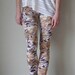 Floral leggings in beige, brown and white.  xs, s, m, l