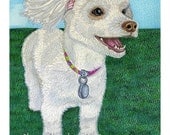 LOUISE print: Mixed breed white dog print