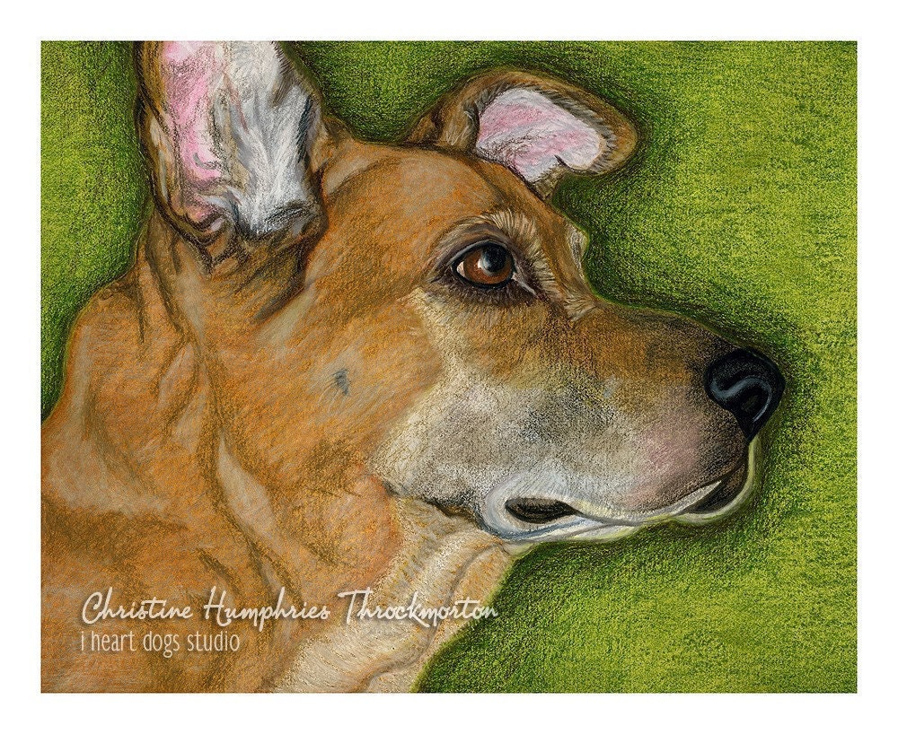 ORIGINAL PAINTING: Shepherd / Great Dane mix 10x8 mixed media painting