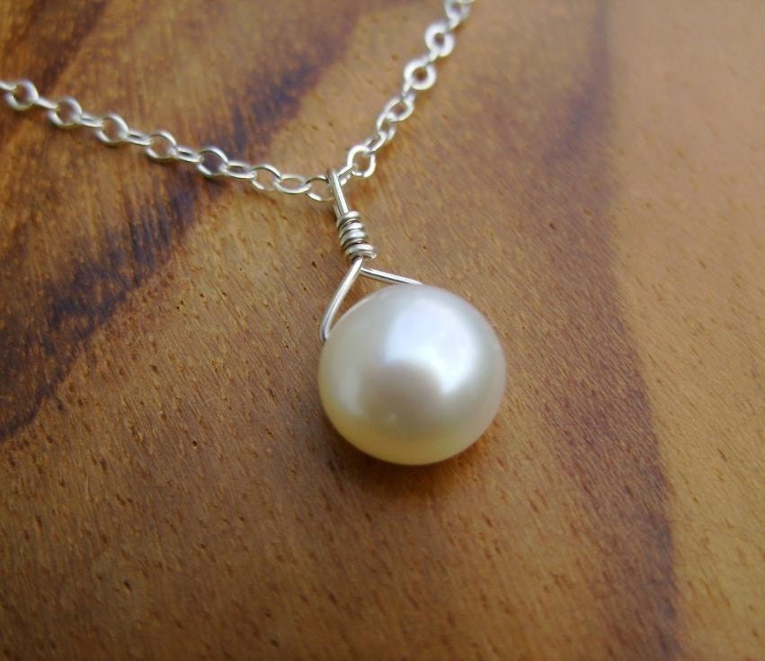 Tiny Freshwater Pearl Necklace- White Ivory Small Pearl with Sterling Silver Feminine Dainty Chain and Secure Spring Clasp