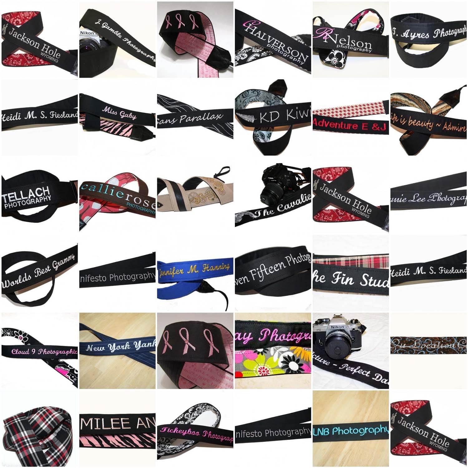 Camera Strap - Custom Embroidery - Black - For DSLR, SLR Your choice of lining -Made to Order by Howard Avenue