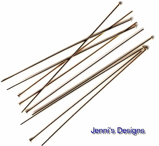 14K Gold Filled head pins 2 inch long 24 gauge (10)