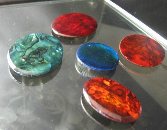 Paua Shell - combination colours bulk pack 5 cabochons different sizes pack b