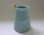 Ceramic Vase with Bird  in Robin Egg Blue