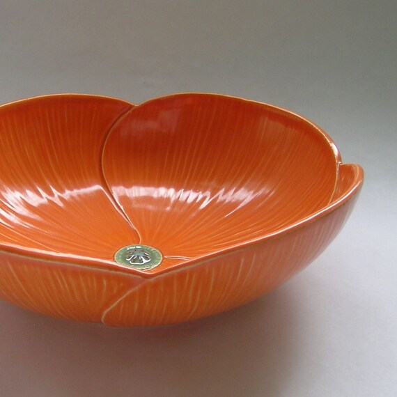 Ceramic Serving Poppy Bowl, Centerpiece, Fruit Bowl