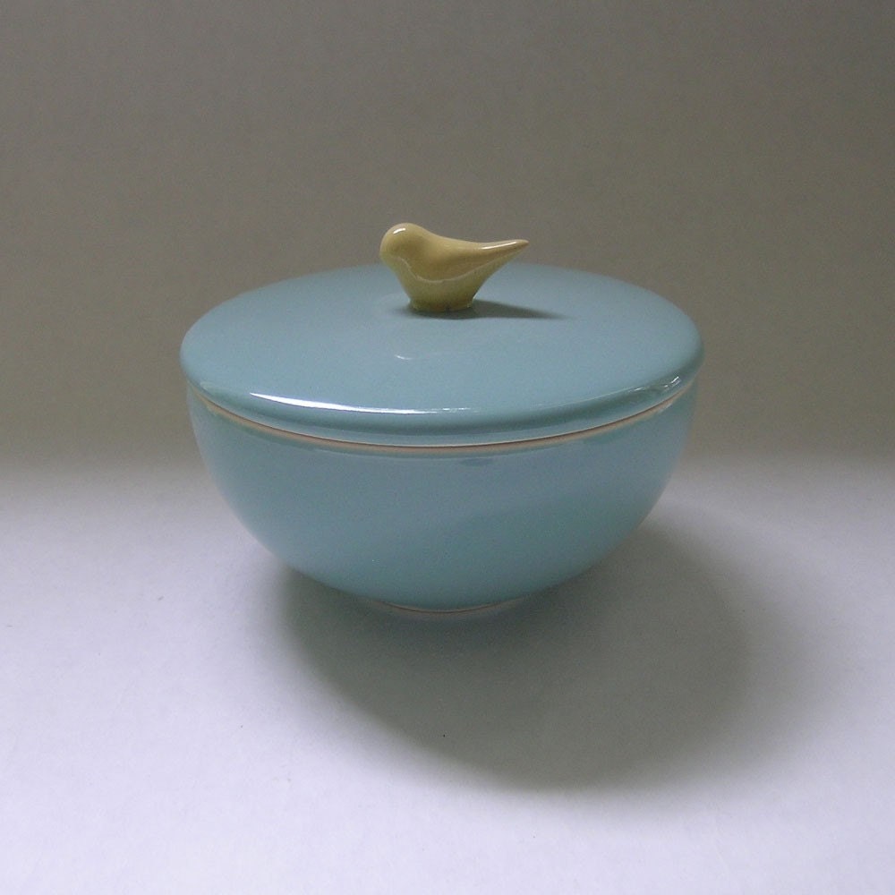 Ceramic Container with Bird